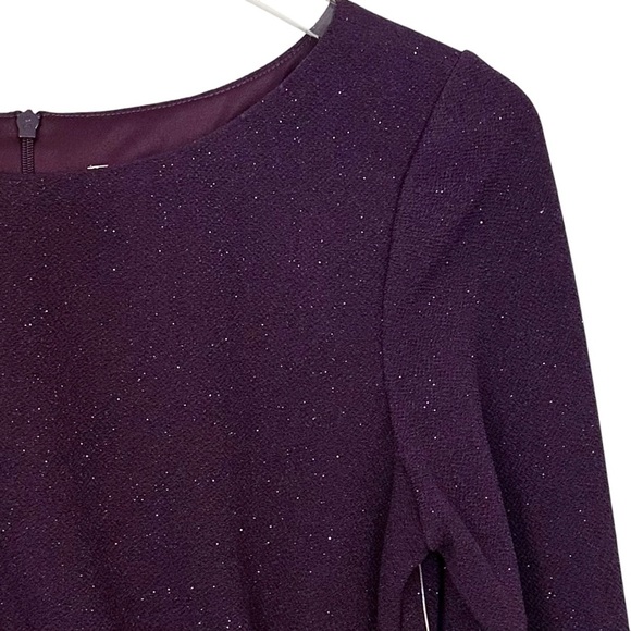 NWT Eliza J Long Sleeve Ruched Sheath Dress in Plum Glitter Size 6 - Picture 6 of 13